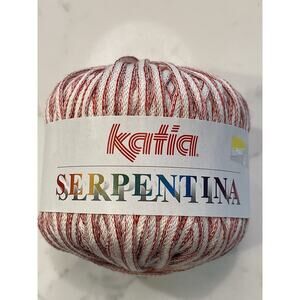Katia Serpentina Red & White 60 yds/55m/50g/1.75 oz Cotton Acetate Ribbon